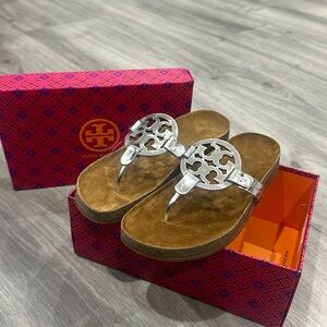 Tory Burch Miller cloud mirror Metallic calf leather cork